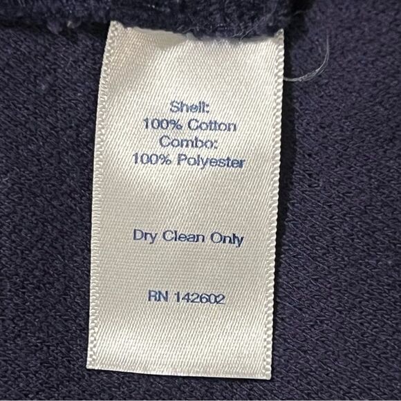 Sail to Sable Navy Blue Fit & Flare Dress Sz L Pink Trim V-Neck Coastal Preppy - Picture 6 of 6